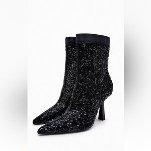 ✨SALE✨ ZARA SEQUIN FABRIC ANKLE BOOTS ✨SALE✨